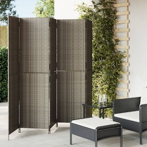vidaXL Room Divider 5 Panels Gray Poly Rattan - 1 of 4