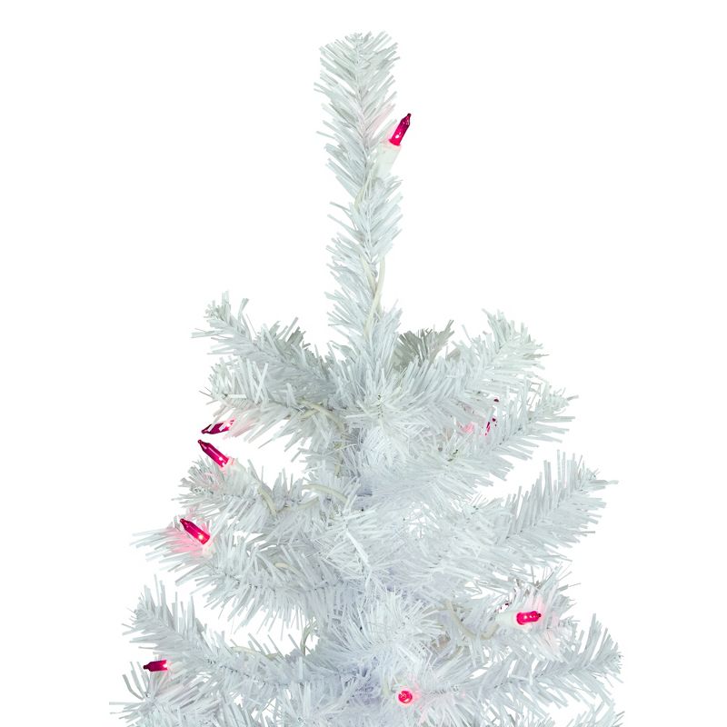 Northlight 6.5' Pre-Lit Woodbury White Pine Pencil Artificial Christmas Tree, Pink Lights, 4 of 8