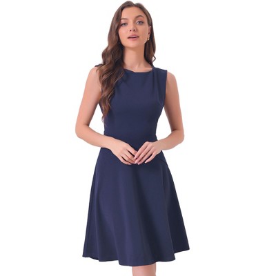 Allegra K Women's Boat Neck Casual Office Sleeveless Sheath Midi Dress