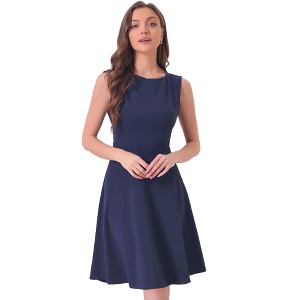 Allegra K Women's Boat Neck Casual Office Sleeveless Sheath Midi Dress - 1 of 4