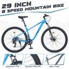 Aukfa 29-Inch Adult and Youth 8-Speed Steel Frame Mountain Bike with Front Suspension, All-Terrain Tires and Dual Disc Brakes - 3 of 4
