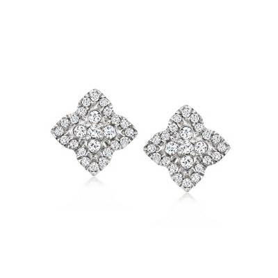Ross-Simons 0.50 ct. t.w. Diamond Clover Earrings in Sterling Silver