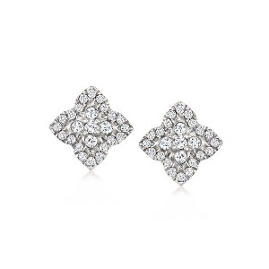 Ross-Simons 0.50 ct. t.w. Diamond Clover Earrings in Sterling Silver - 1 of 3