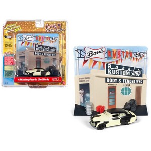 1949 Mercury Coupe Project Car with "Barris Kustom Shop" Facade Diorama 1/64 Diecast Model Car by Johnny Lightning - 1 of 3