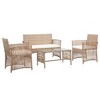 vidaXL 4 Piece Patio Lounge Set with Cushions Poly Rattan Beige - 2 of 4
