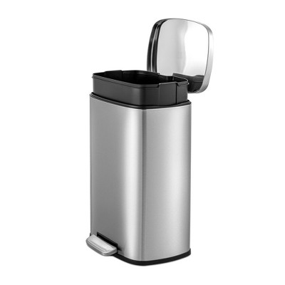 50L Silver Stainless Steel Rectangular Step-On Trash Can