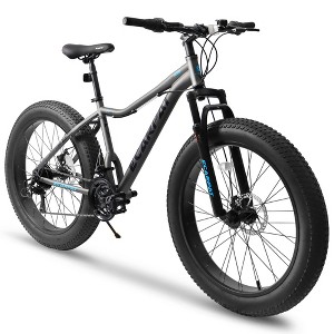 YONWAY Fat Tires Mountain Bike, 21 Speed Dual Disc Brake, Steel Frame, for Mountain, Sand, and Snow Cycling - 1 of 4