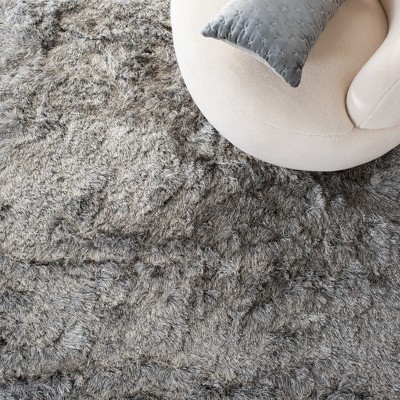 Silver Hand-Tufted Square Shag Area Rug
