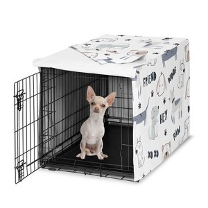 Sweet Jojo Designs Gender Neutral Unisex Dog Crate Kennel Cover 24in. Cartoon Puppy Grey Blue and White - 1 of 4