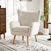 TiramisuBest Almond Button-Tufted Accent Armchair – Mid-Century Modern Lounge Chair with Oak Wood Legs & Granular Plush Fabric - 4 of 4