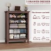 Acekool 5-Drawer Walnut Dresser, 41" Tall Vertical Storage Chest with Unique Drawer Details for Bedroom, Closet, Entryway - 4 of 4