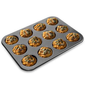 NutriChef 12 Cup Muffin Pan-Deluxe Nonstick Gray Coating Inside & Outside