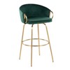 30" Velvet Swivel Barstool with Metal Frame and Round Footrest for Kitchen or Home Bar - 2 of 4