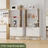 Coucheta Black Fluted Glass Storage Cabinet - Modern Display Unit with Adjustable Shelves & 2 Drawers for Kitchen or Living Room(White) - 4 of 4