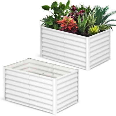 GustoWave Raised Garden Bed, Rectangular Planter Raised Beds for Plants, Vegetables and Flowers, Outdoor Metal Raised Garden Beds, 6x3x2 FT, White