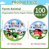 Hachikiko Farm Animals Party Paper Plates,100 Pack Disposable Paper Dinner Plates Cow Animals Party Plates Farm House Theme Birthday Party Decorations - 2 of 4