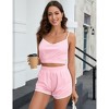 Women's Summer Loungwear Sets Spaghetti Straps Top with Shorts 2 Pieces Pajama Set Sleepwear - 2 of 4
