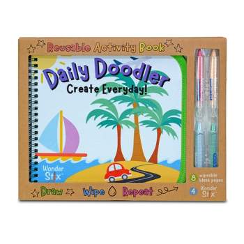 The Pencil Grip™ Daily Doodler Reusable Activity Book- Travel Cover, Includes 4 Wonder Stix