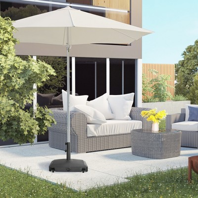 Black Metal Wheeled Patio Umbrella Base Stand