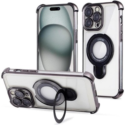 Entronix [Magnetic] Case Compatible with iPhone 14 Pro - [Clear Back] Luxury Glossy Gripstand