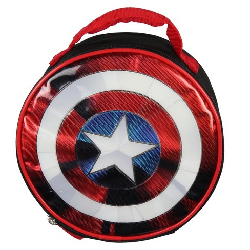 Marvel Captain America Shield Shiny Insulated Lunch Box Bag Tote Multicoloured