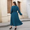 Women's Plus Size Wrap Self Tie Midi Fall Dress - Cupshe - 4 of 4
