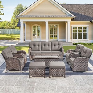 8 Pieces Gymojoy Sofa Chairs Ottoman with Swivel Chairs - 1 of 4