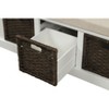Kumasinova 43.7" Rustic Storage Bench with 3 Removable Rattan Baskets,Entryway Bench with Cushion,End of Bed Storage Bench for Bedroom,Living Room - 4 of 4