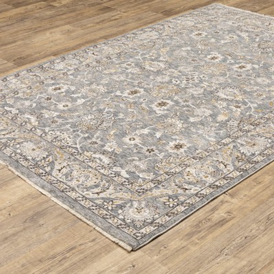 Maharaja Blue and Ivory Synthetic Traditional Area Rug 5'3" x 7'6"