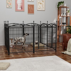Dog Playpen Indoor 32 inch 8 Panels Metal Dog Pen Pet Dog Fence Outdoor Exercise Pen with Doors - 1 of 4