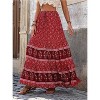 Women's Boho Maxi Skirt - Flowy Flared Ruffle Design for Summer & Going Out Outfits Redwood - 4 of 4
