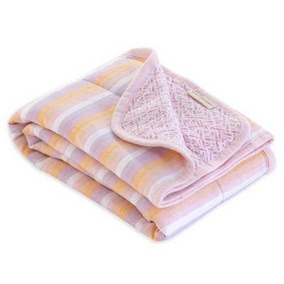 Image of Burt's Bees Baby® Organic Reversible Jersey Knit Blanket - Sunset Stripe
