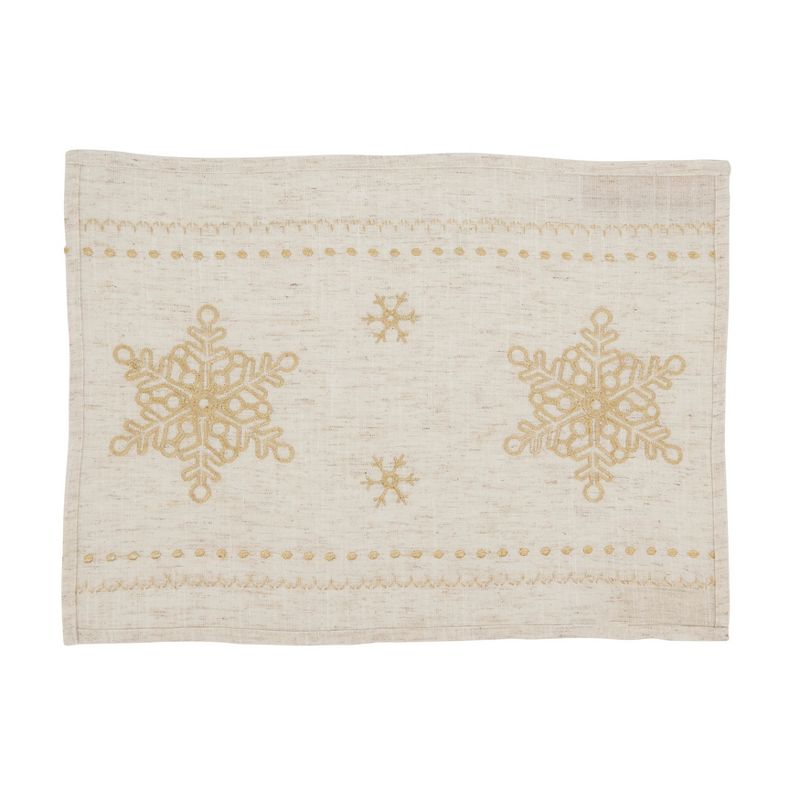 Saro Lifestyle Dazzling Embroidered Snowflake Placemat (Set of 4), 2 of 5