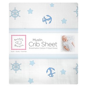 SwaddleDesigns Cotton Muslin Crib Sheet - Ahoy! - Pastel Blue