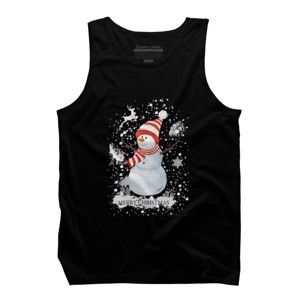 Men's Design By Humans Christmas snowman By werant Tank Top - 1 of 4