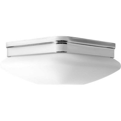 Polished Chrome Square Glass Flush Mount Light