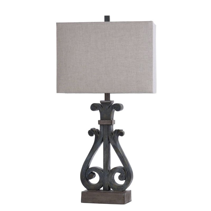 Brampton Open Scroll Design Table Lamp with Rectangle Shade Blue - StyleCraft, 1 of 8