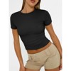 Crop Tops for Women Basic T Shirts Summer Blouse Short Sleeve Crewneck Tees Slim Fit Tops Workout Y2k - 3 of 4