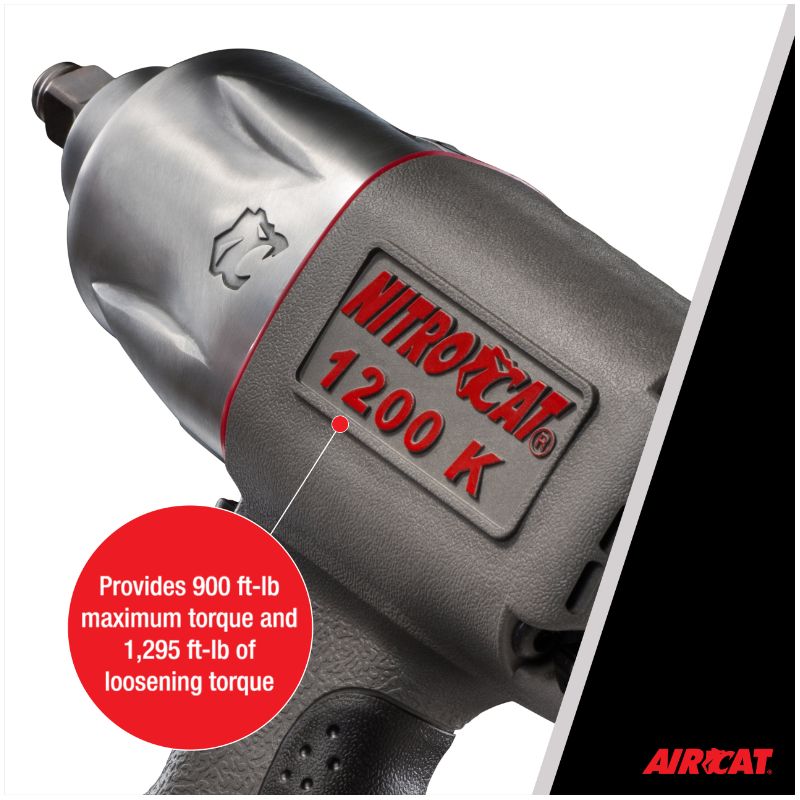 AIRCAT 1200-K 1/2-Inch Nitrocat Composite Twin Clutch Impact Wrench 1295 ft-lbs, 4 of 9