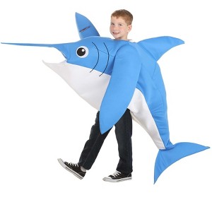 HalloweenCostumes.com One Size   Kid's Swordfish Costume | Animal Costumes for Kids, White/Blue/Black - 1 of 3
