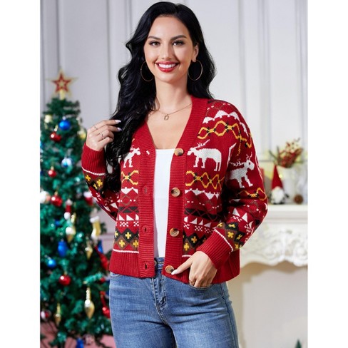 Ugly Christmas sweater hotsell red women’s medium zippered cardigan. Next day package/ship usps priority 2 to 3 days in transit.