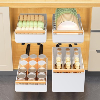 TruAIR White Under-Sink Pull-Out Rack – Compact Kitchen Storage Organizer with Pull-Out Tray
