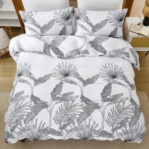 Floral Duvet Cover – 100% Cotton Bedding Set with Botanical Print, Soft Lightweight Breathable 3-Piece Set for All Seasons - 1 of 4