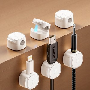 FONTOI 6/8/12 Pack Magnetic Cord Organizer, Cable Clips Holder for Nightstand, Cable Clips Wire Management, Universal Fit, White / Black - 1 of 4