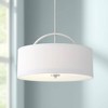 Possini Euro Design Brushed Nickel Drum Pendant Chandelier 20" Wide Modern White Linen Shade Fixture for Dining Room House Kitchen - 2 of 4