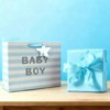 Bows And Sparkles Medium Striped Foil Print 'Baby Boy' Baby Shower Gift Bag with Tag White/Blue - 2 of 4