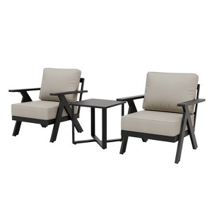 EAGLE PEAK Urban Slate 3 PCS Outdoor Bistro Set with Modern Patio Chairs and Table - 1 of 4