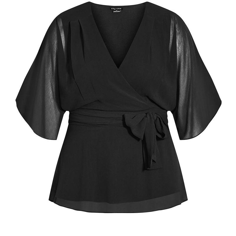 Women's Plus Size Elegant Wrap Top - black | CITY CHIC, 5 of 7