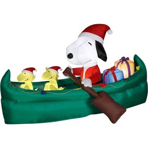 Gemmy Animated Airblown Inflatable Mixed Media Snoopy w/Presents in Canoe Peanuts , 3.5 ft Tall - 1 of 2