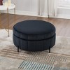 31.5" Round Velvet Storage Ottoman,Upholstered Footstool,Tufted Pumpkin-Shape Accent Ottoman for Living Room or Bedroom-Maison Boucle - 3 of 4